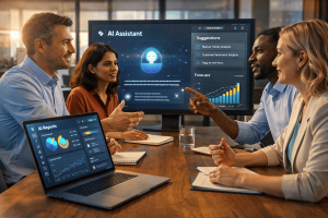 team collaborating with ai