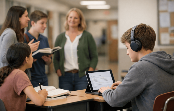 teacher teaching students